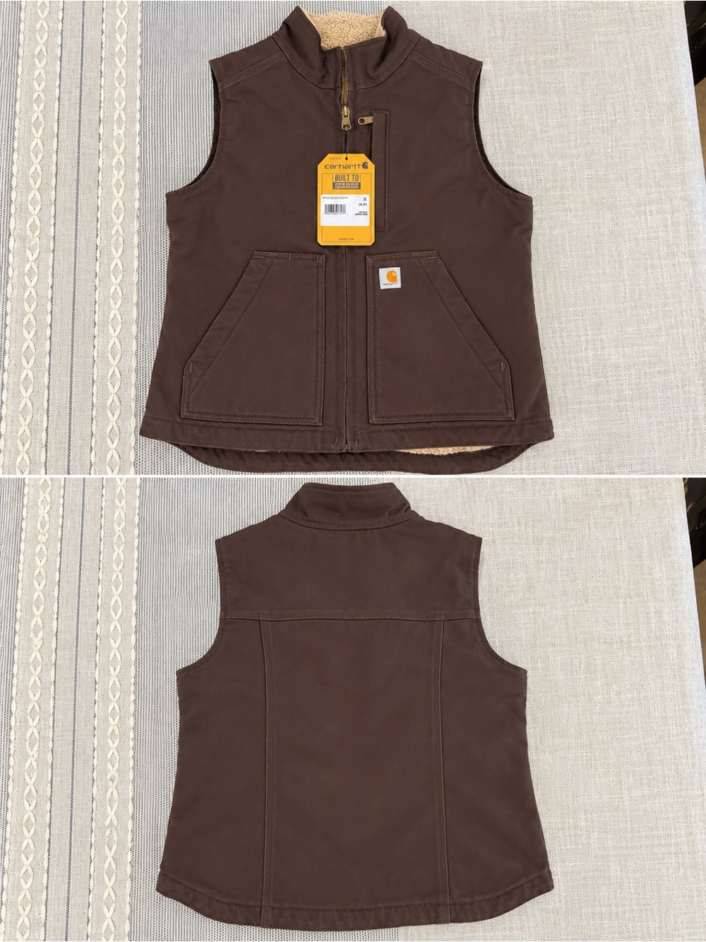Carhartt Kids Brown Sherpa-Lined Work Vest